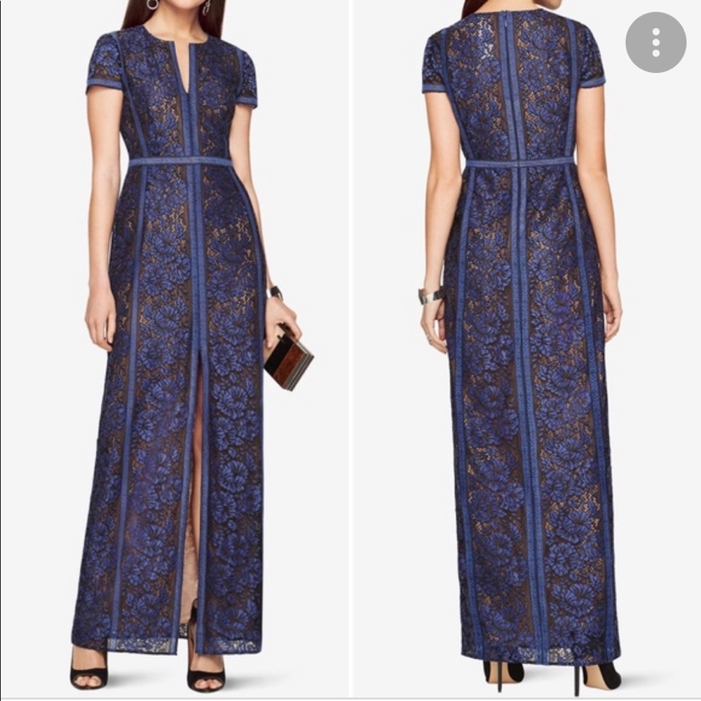 BCBGMaxazria Navy Lace Gown